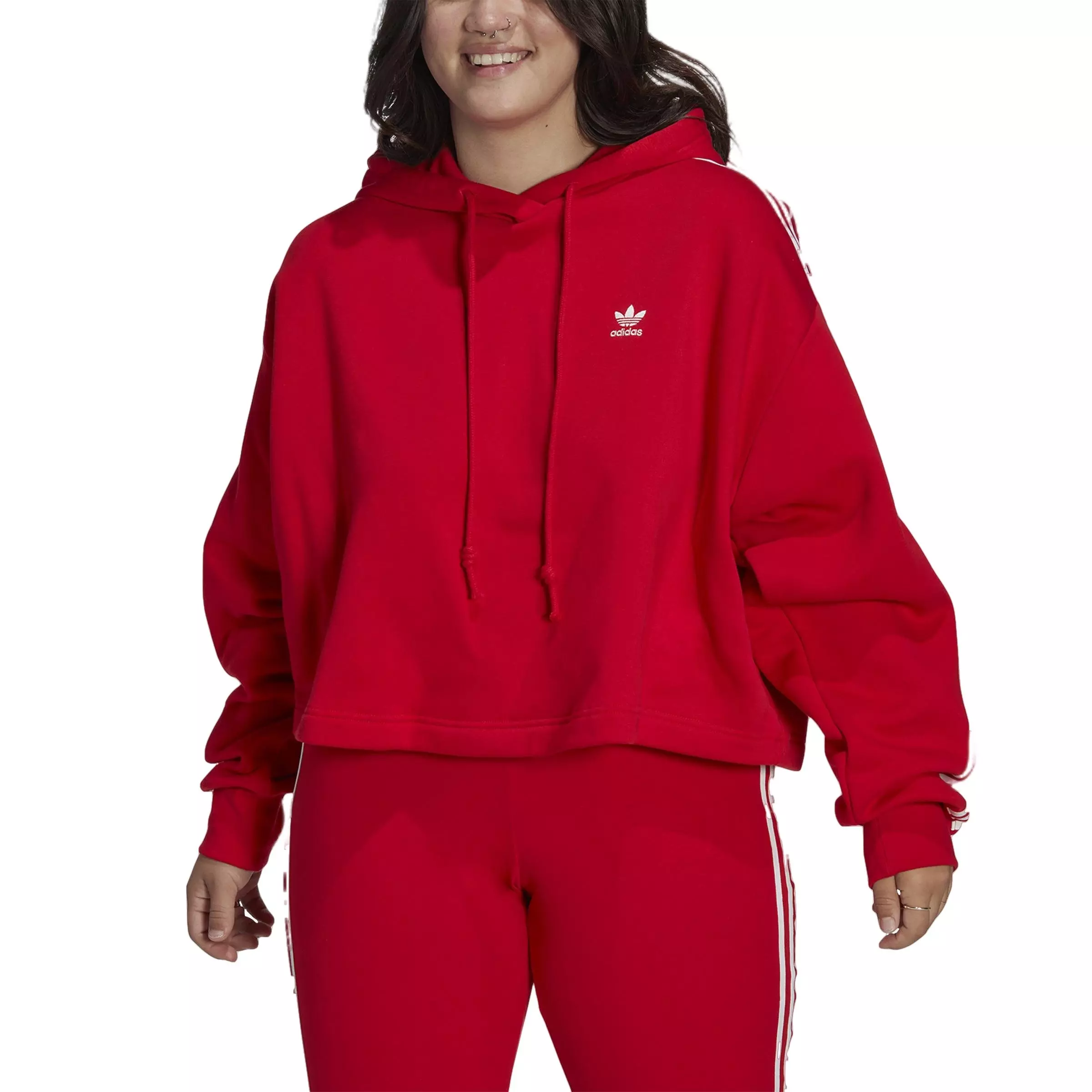 Adidas red cropped hoodie hotsell